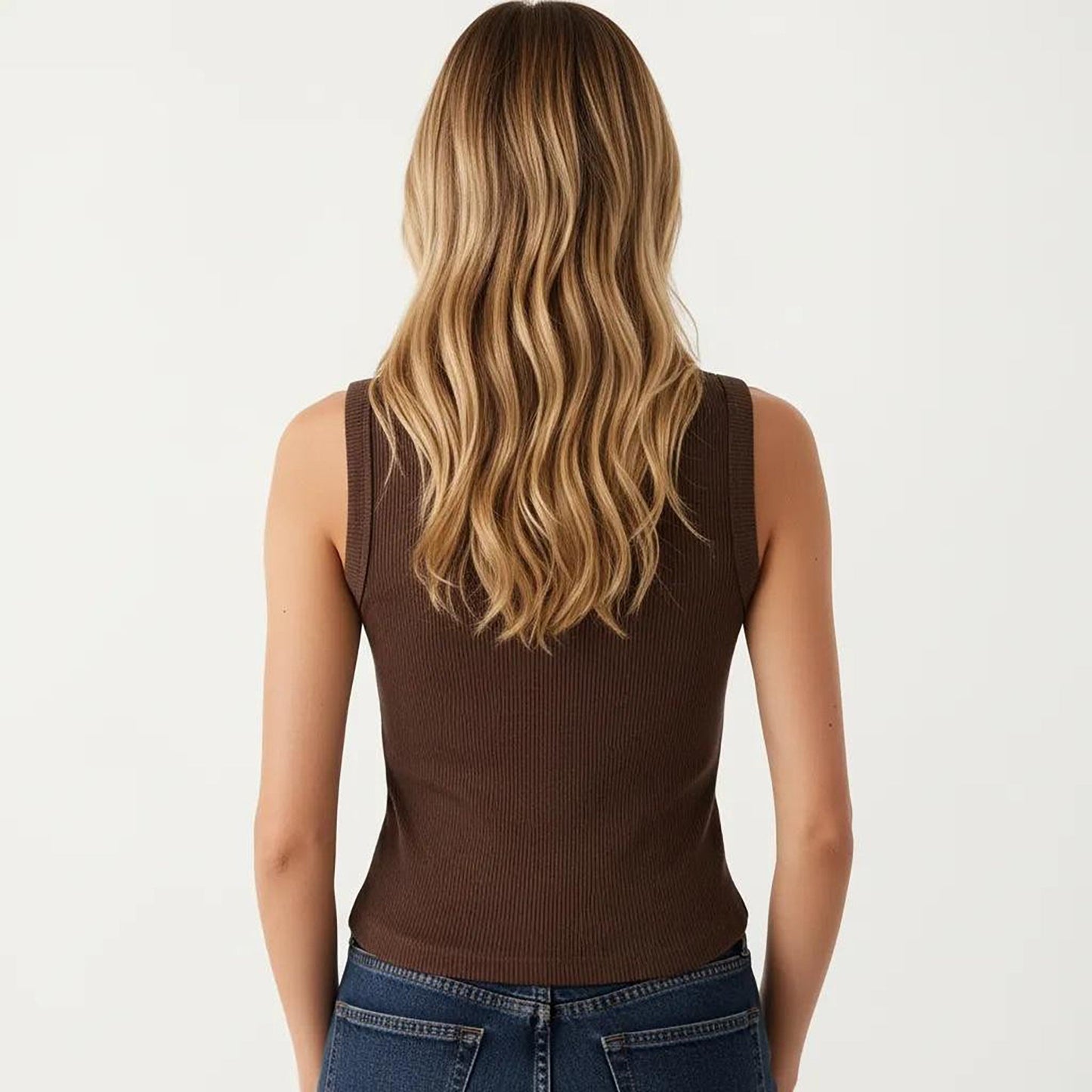 Anna-Kaci Women's Sleeveless Ribbed Knit Button Front Tank Top Fitted Stretch Casual Summer Layering Top