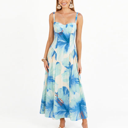 Anna-Kaci Women's Floral Maxi Dress with Sweetheart Bodice and Smocked Back