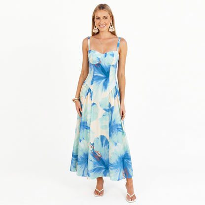 Anna-Kaci Women's Floral Maxi Dress with Sweetheart Bodice and Smocked Back