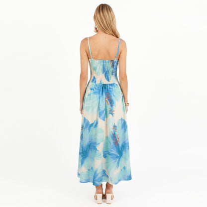 Anna-Kaci Women's Floral Maxi Dress with Sweetheart Bodice and Smocked Back