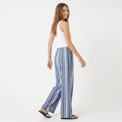 Anna-Kaci Women's Striped Wide Leg Pants with Drawstring Waist