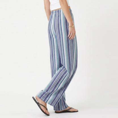 Anna-Kaci Women's Striped Wide Leg Pants with Drawstring Waist