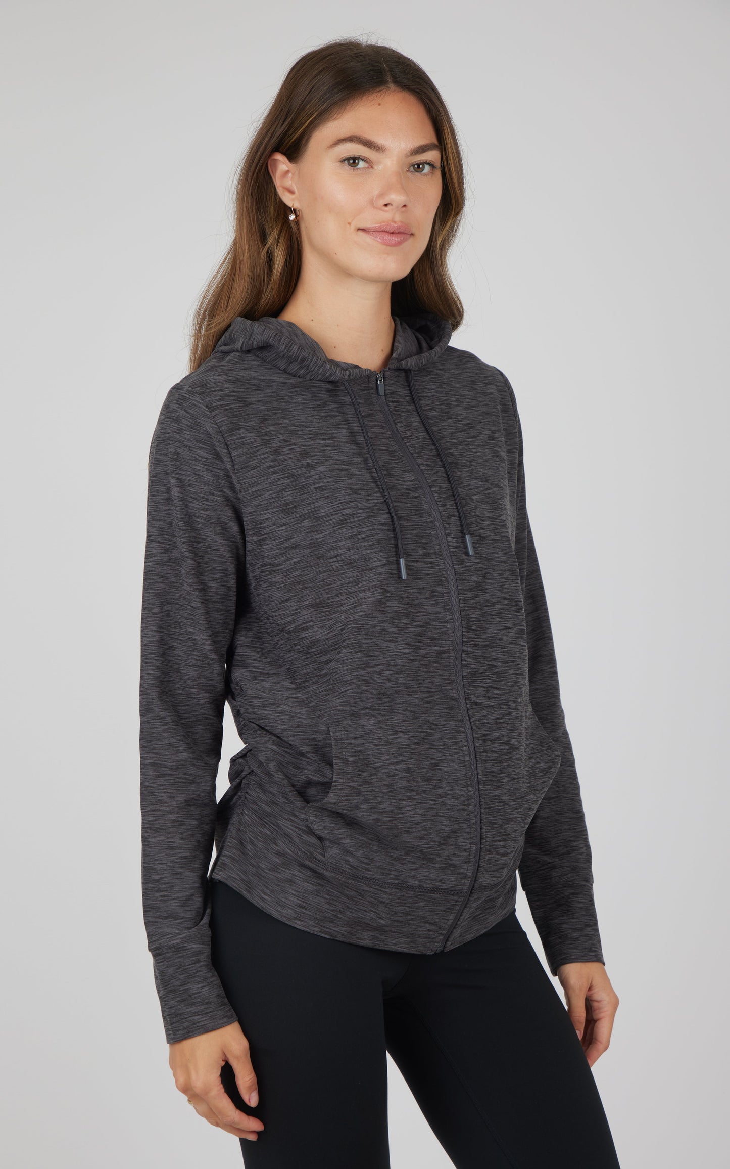 90 Degree by Reflex Maternity Heathered Lux Full Zip Jacket
