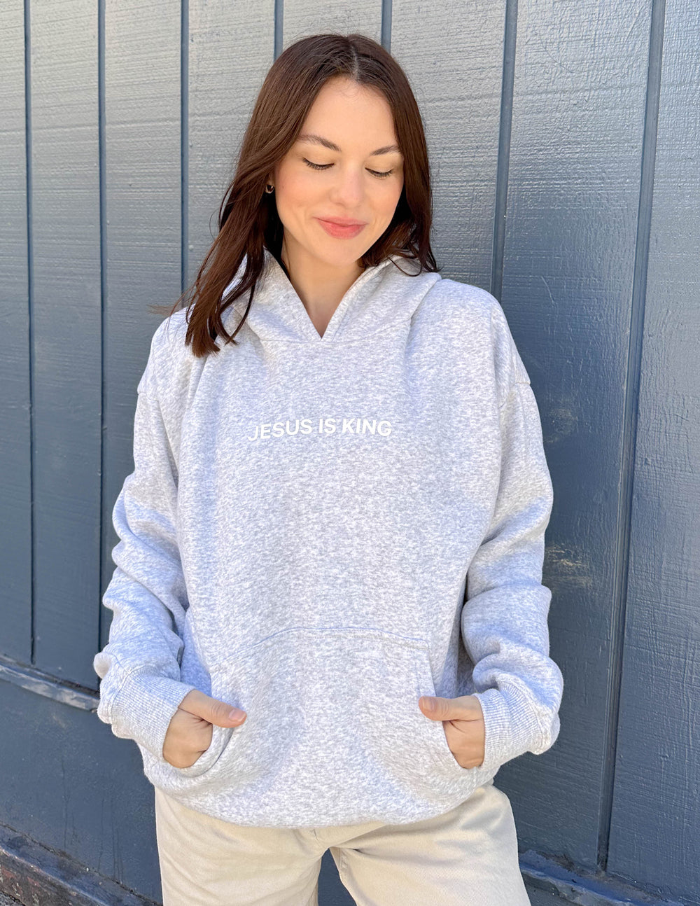 Elevated Faith Jesus Is King Heather Grey Unisex Hoodie