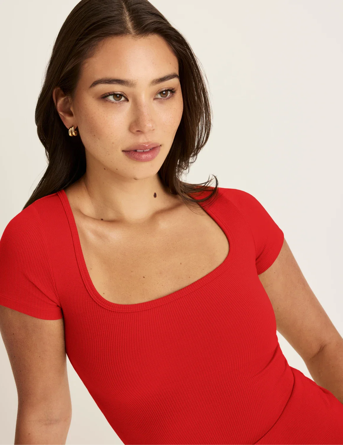 SculptRib™ Cotton Scoop Neck T-Shirt