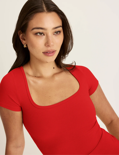 SculptRib™ Cotton Scoop Neck T-Shirt