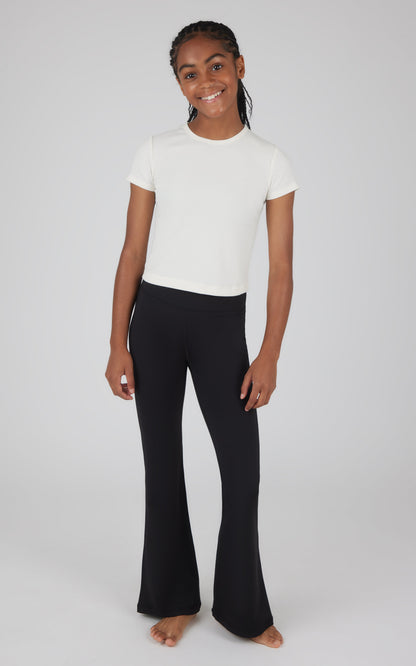 90 Degree by Reflex Girls 2 Pack Interlock Everyday Full Length Legging and Everyday Interlock High Waist Flared Pant