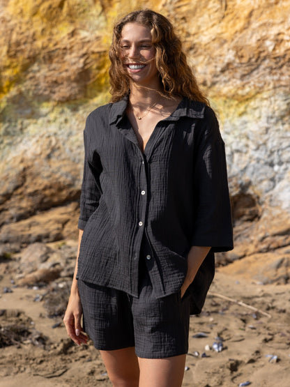 Kaya Boyfriend Shirt - Charcoal