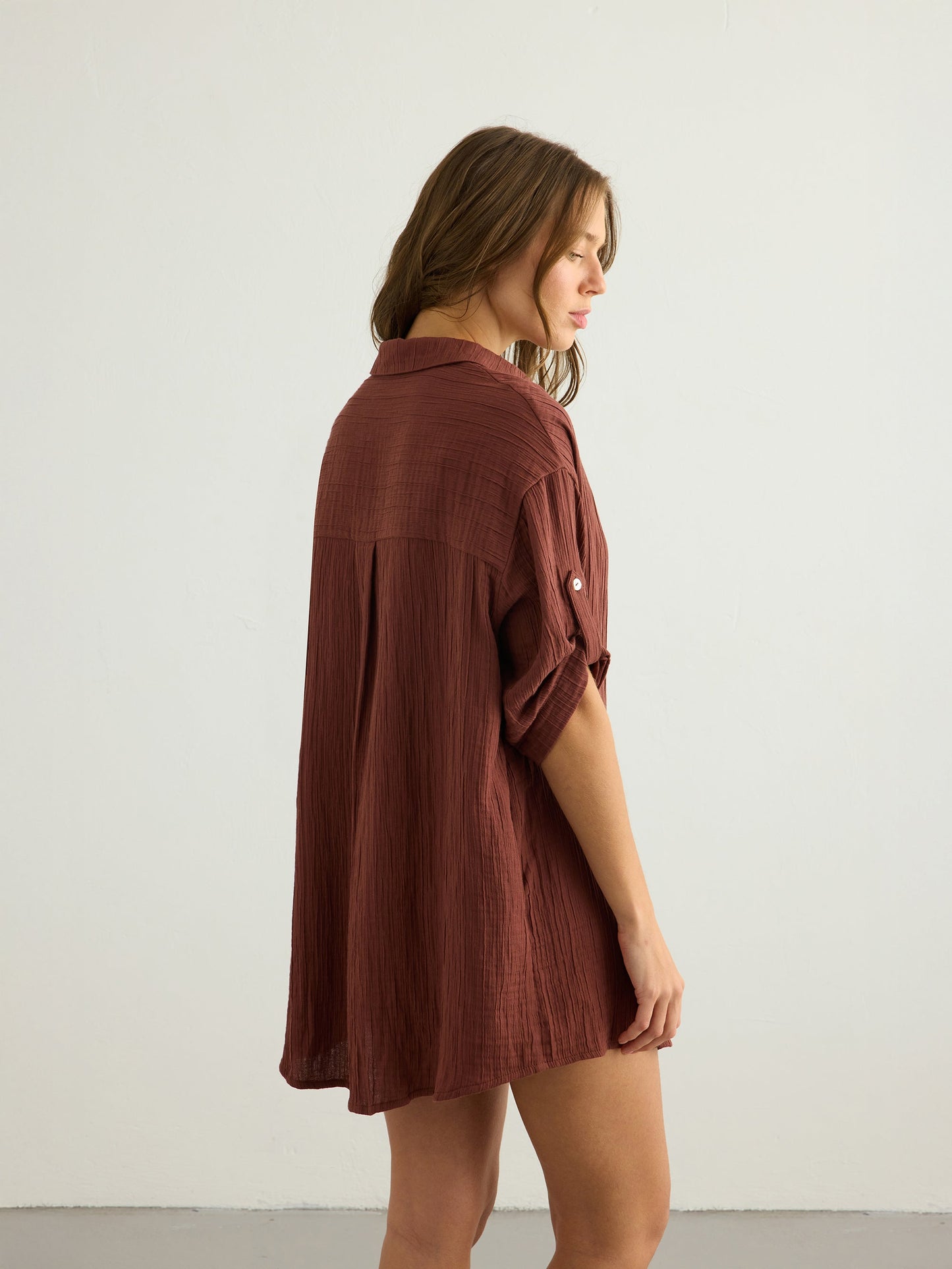 Kaya Oversized Shirt Dress - Terracotta