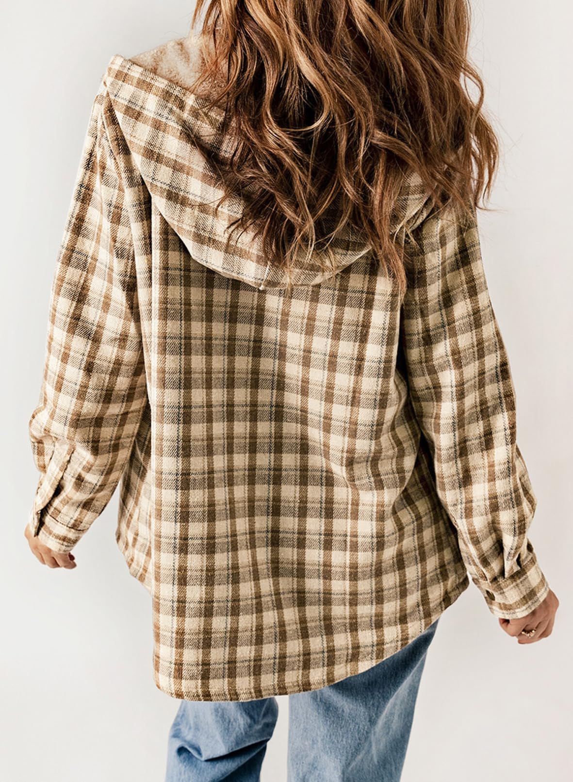 ⭐Women's Thickened Flannel Long Sleeve Plaid Jacket Coat with Hood(Buy 2 Free Shipping)