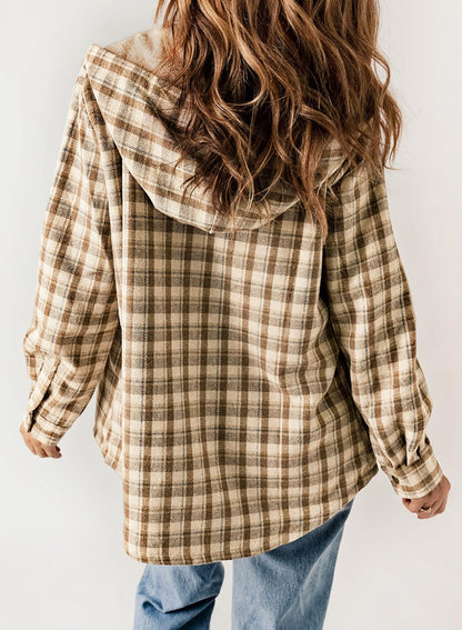 ⭐Women's Thickened Flannel Long Sleeve Plaid Jacket Coat with Hood(Buy 2 Free Shipping)