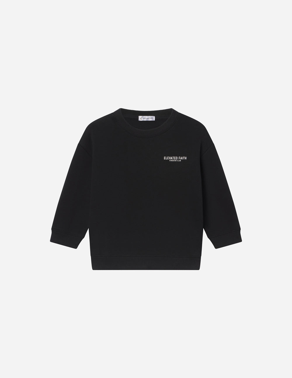 Elevated Faith Kingdom Club Black Kids Crewneck