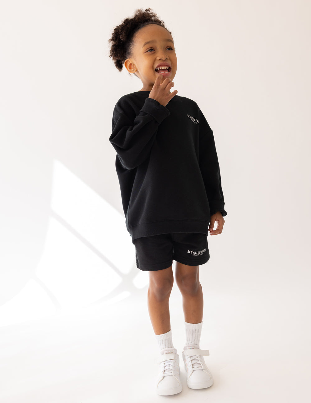 Elevated Faith Kingdom Club Black Kids Crewneck