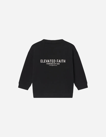 Elevated Faith Kingdom Club Black Kids Crewneck