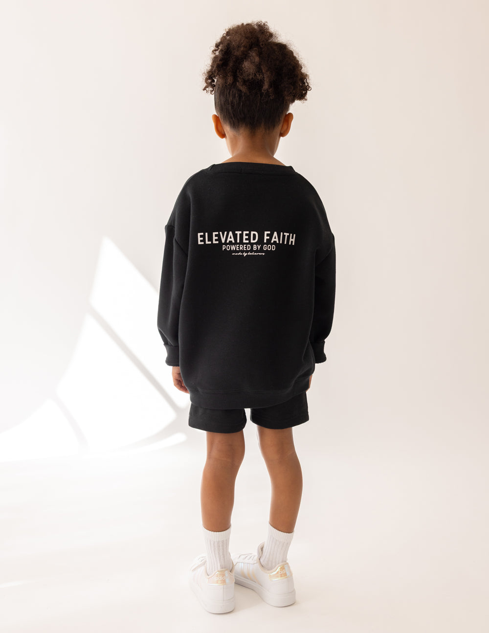 Elevated Faith Kingdom Club Black Kids Crewneck