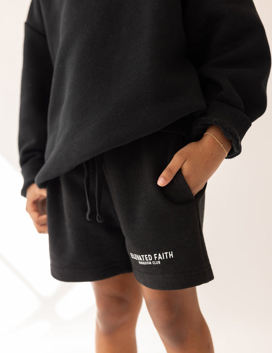 Elevated Faith Kingdom Club Black Kids Short
