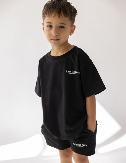 Elevated Faith Kingdom Club Black Kids Tee
