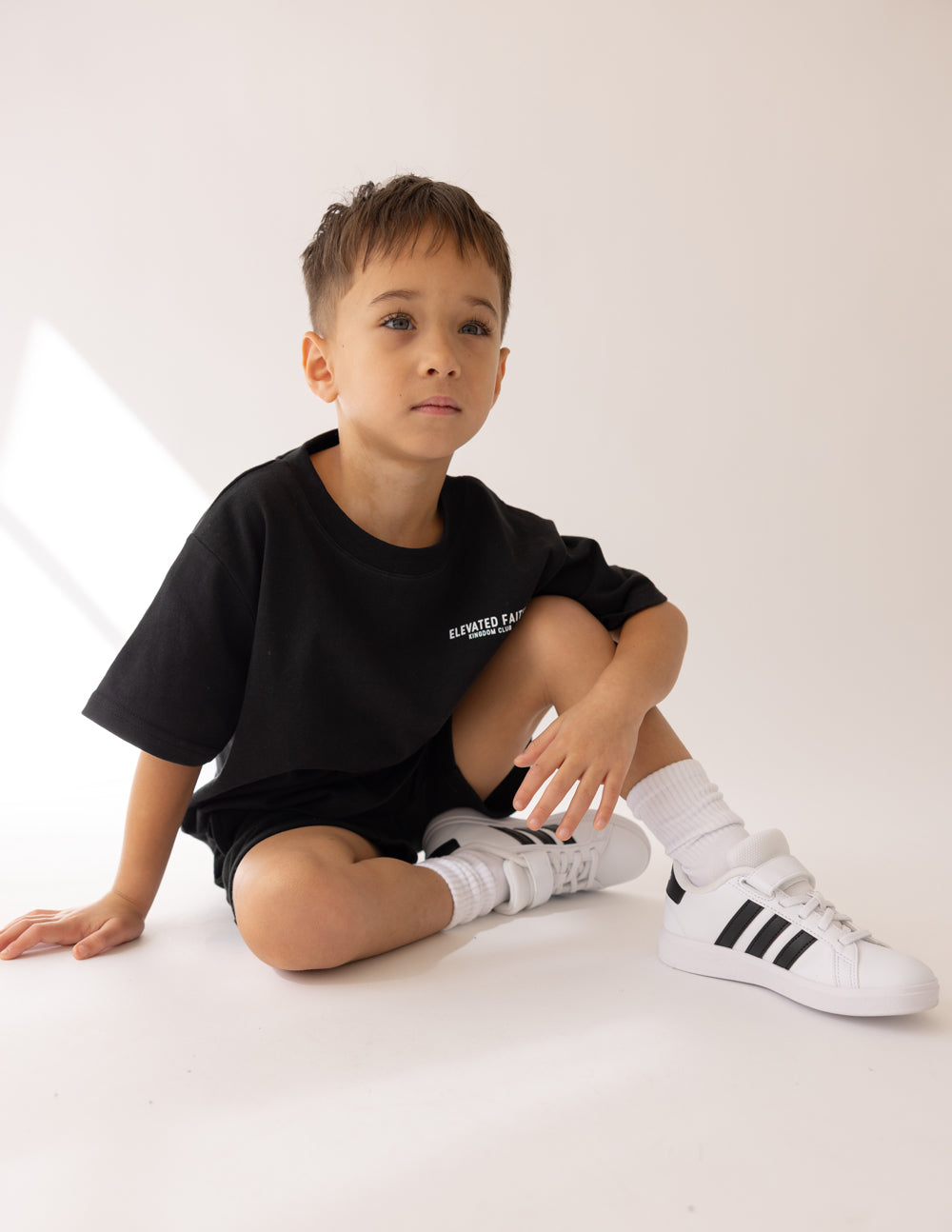 Elevated Faith Kingdom Club Black Kids Tee