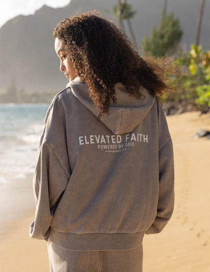 Elevated Faith Kingdom Club Brown Full-Zip Hoodie