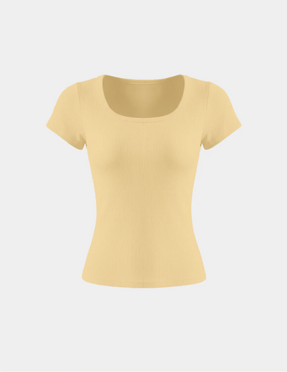 SculptRib™ Cotton Scoop Neck T-Shirt