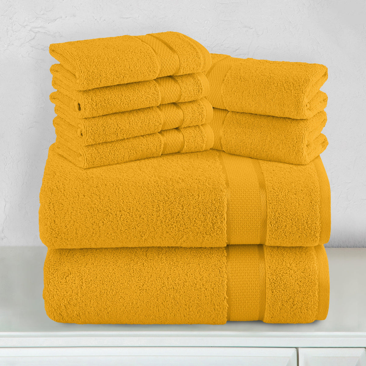 Elegant Comfort 8-Piece Turkish Cotton Towel Set, 4 Washcloths, 2 Hand Towels and 2 Bath Towels