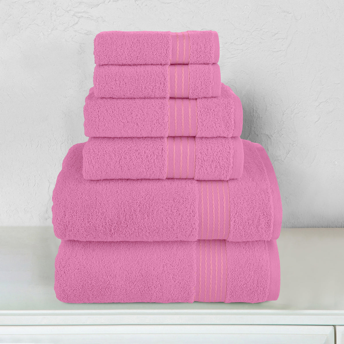 Elegant Comfort 6-Piece Turkish Cotton Towel Set, 2 Washcloths, 2 Hand Towels and 2 Bath Towels
