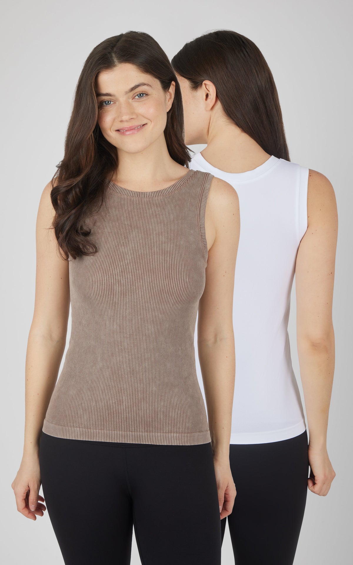 90 Degree by Reflex 2 PK Stonewash Ribbed Seamless Tank