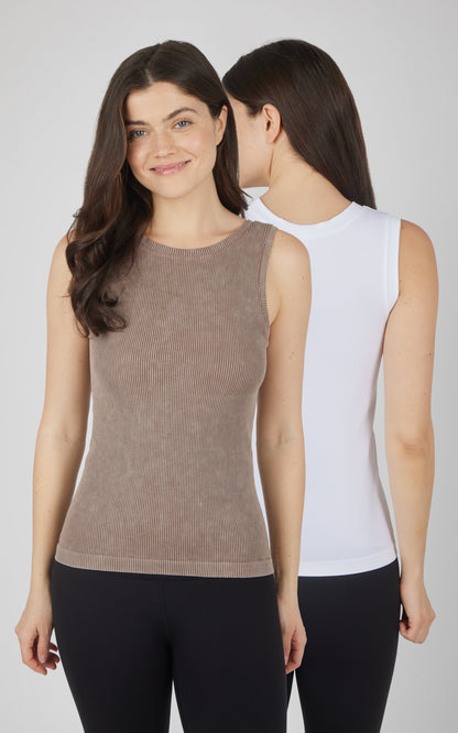 90 Degree by Reflex 2 PK Stonewash Ribbed Seamless Tank