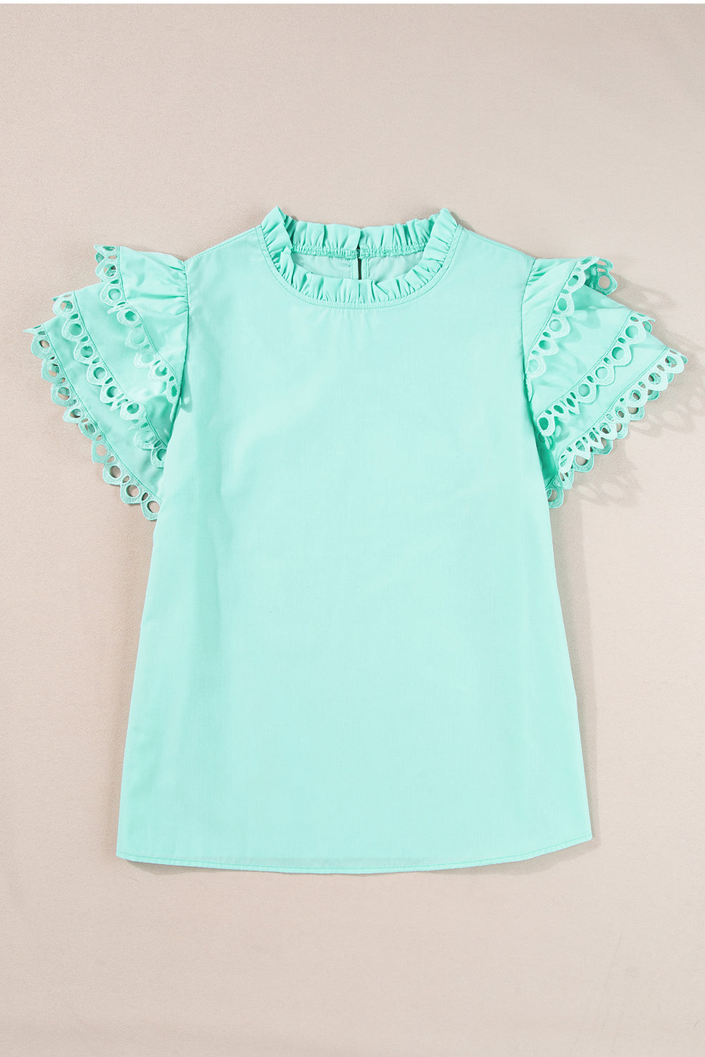 Threaded Pear Jessie Layered Ric Rac Cap Sleeve Filled Neck Blouse