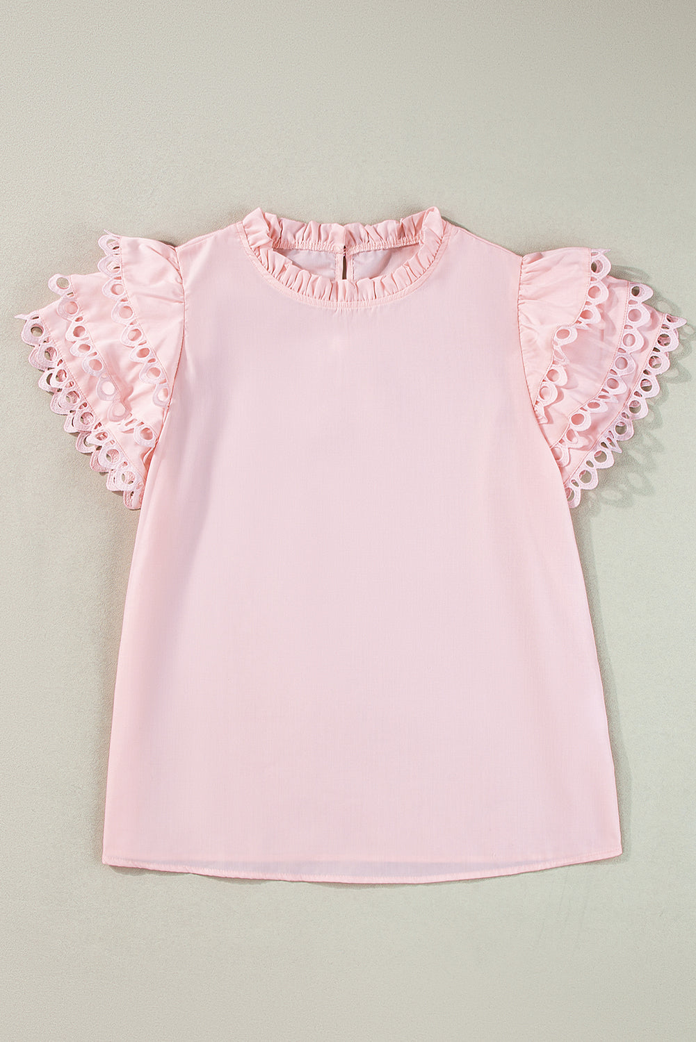 Threaded Pear Jessie Layered Ric Rac Cap Sleeve Filled Neck Blouse