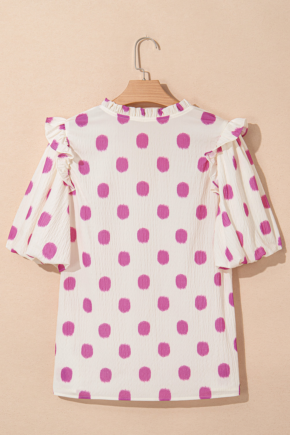 Threaded Pear Nylah Polka Dot Shirred Yoke Blouse