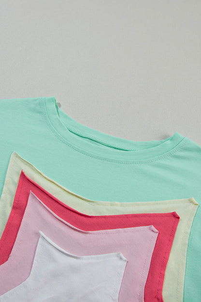 Threaded Pear Halle Star Patched Half Sleeve Oversized Tee