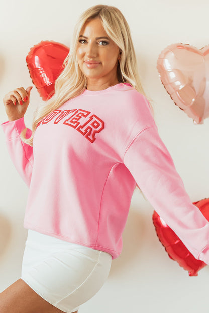 Threaded Pear Raya LOVER Puff Print Drop Shoulder Pullover Sweatshirt