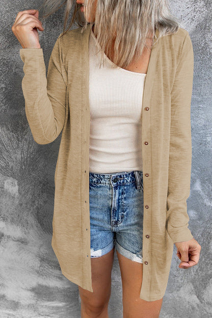 Threaded Pear Madison Open-Front Buttons Cardigan