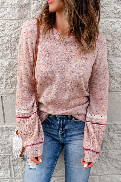 Threaded Pear Noelle Detail Patterned Sleeve Sweater