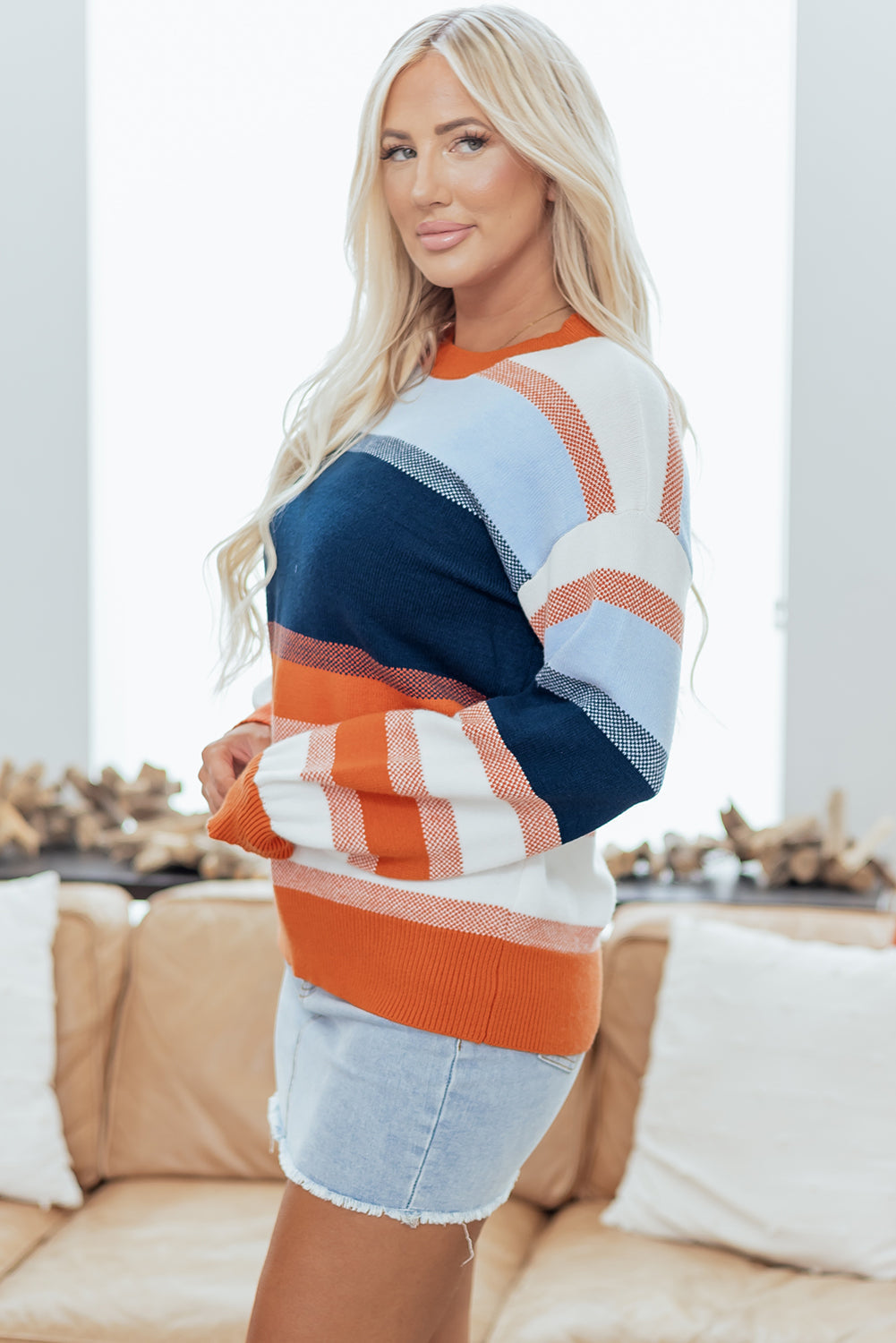Threaded Pear Olivia Round Neck Tunic Sweater