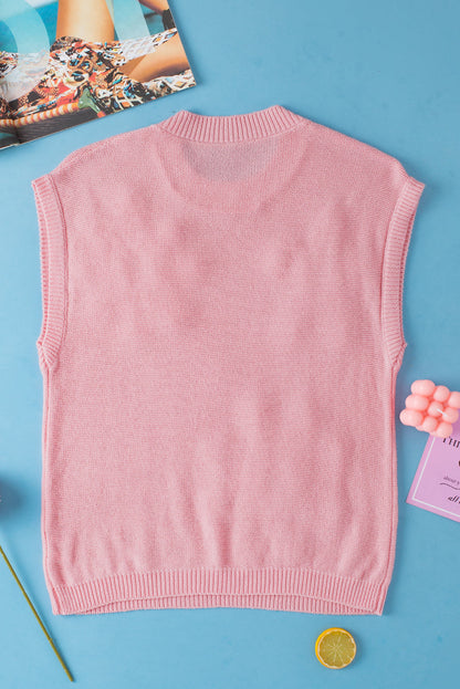 Threaded Pear Hannah Crochet Flower Knit Short Sleeve Sweater Top