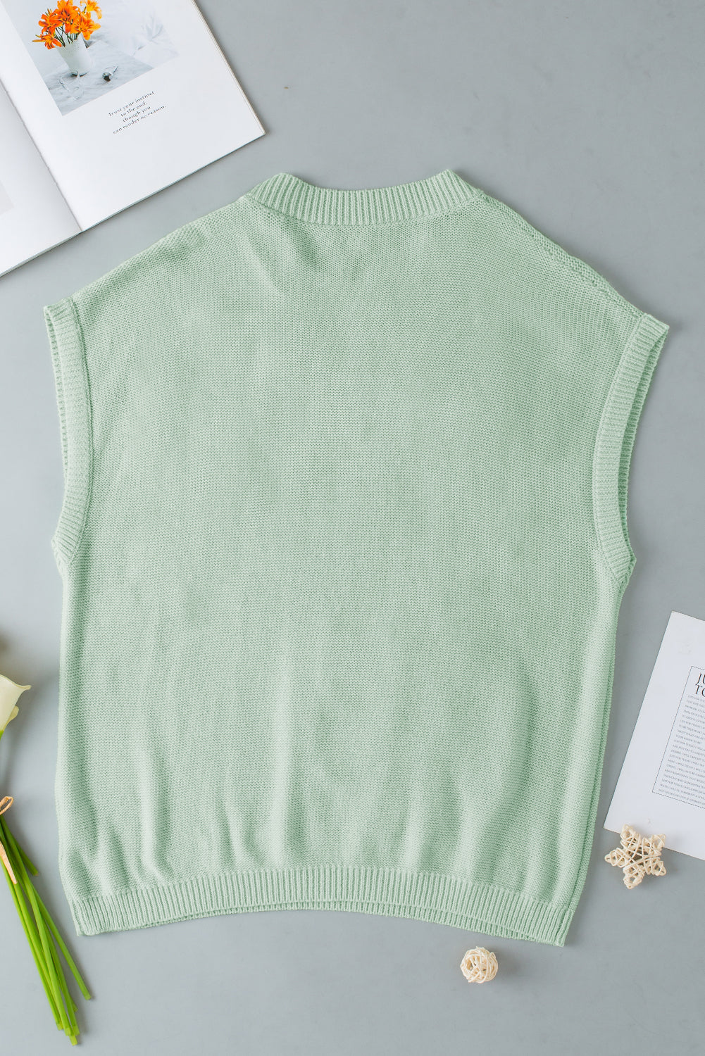 Threaded Pear Hannah Crochet Flower Knit Short Sleeve Sweater Top