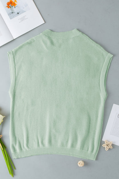 Threaded Pear Hannah Crochet Flower Knit Short Sleeve Sweater Top