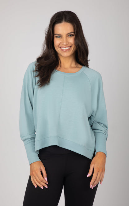 90 Degree by Reflex Terry Cutout Back High Low Sweatshirt