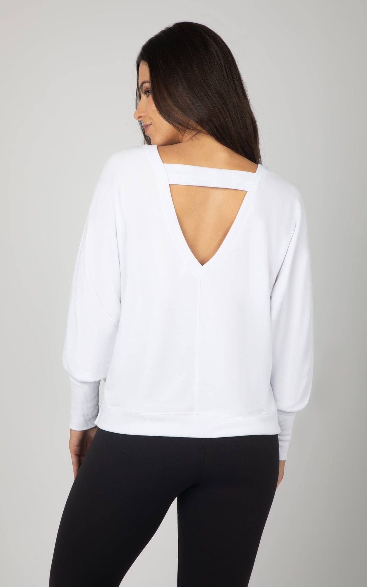 90 Degree by Reflex Terry Cutout Back High Low Sweatshirt