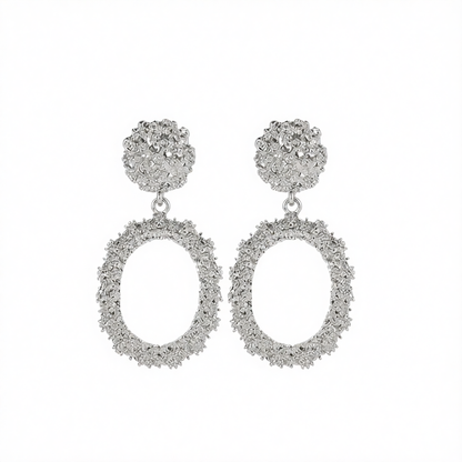 Silvertone Open Oval Drop Earrings