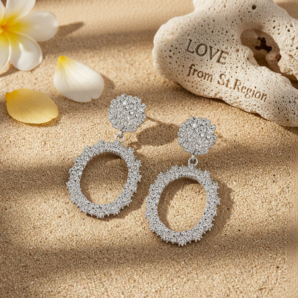 Silvertone Open Oval Drop Earrings