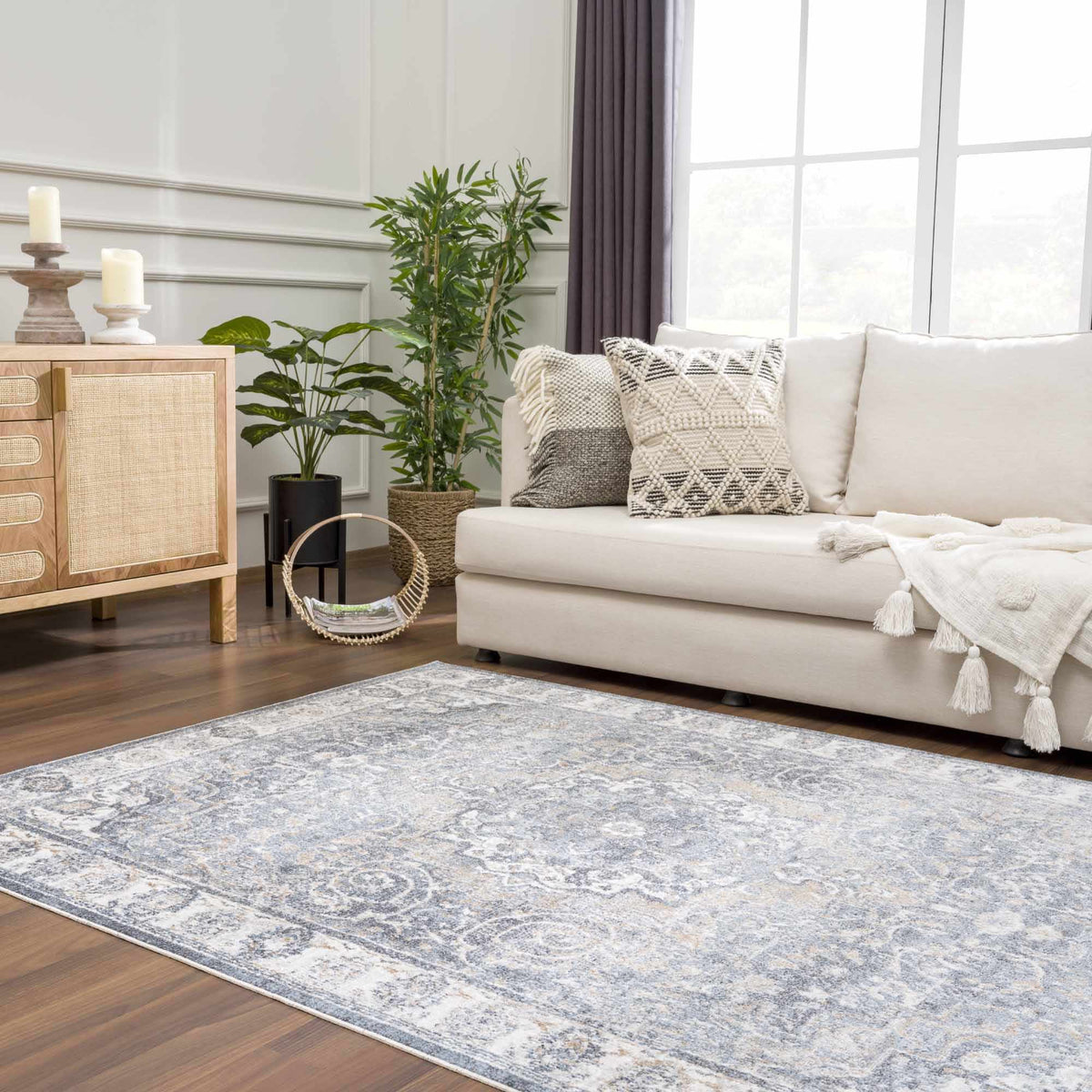 Aurum Blue Washable Area Rug - Clearance