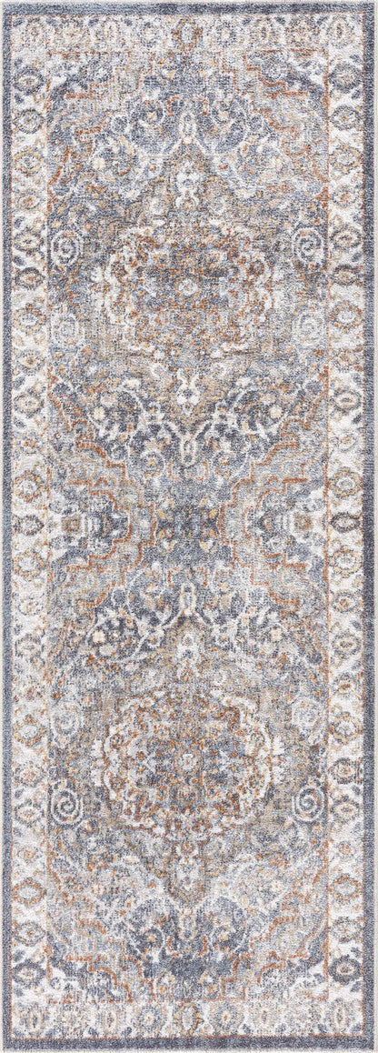 Aurum Blue & Beige Washable Area Rug - Clearance