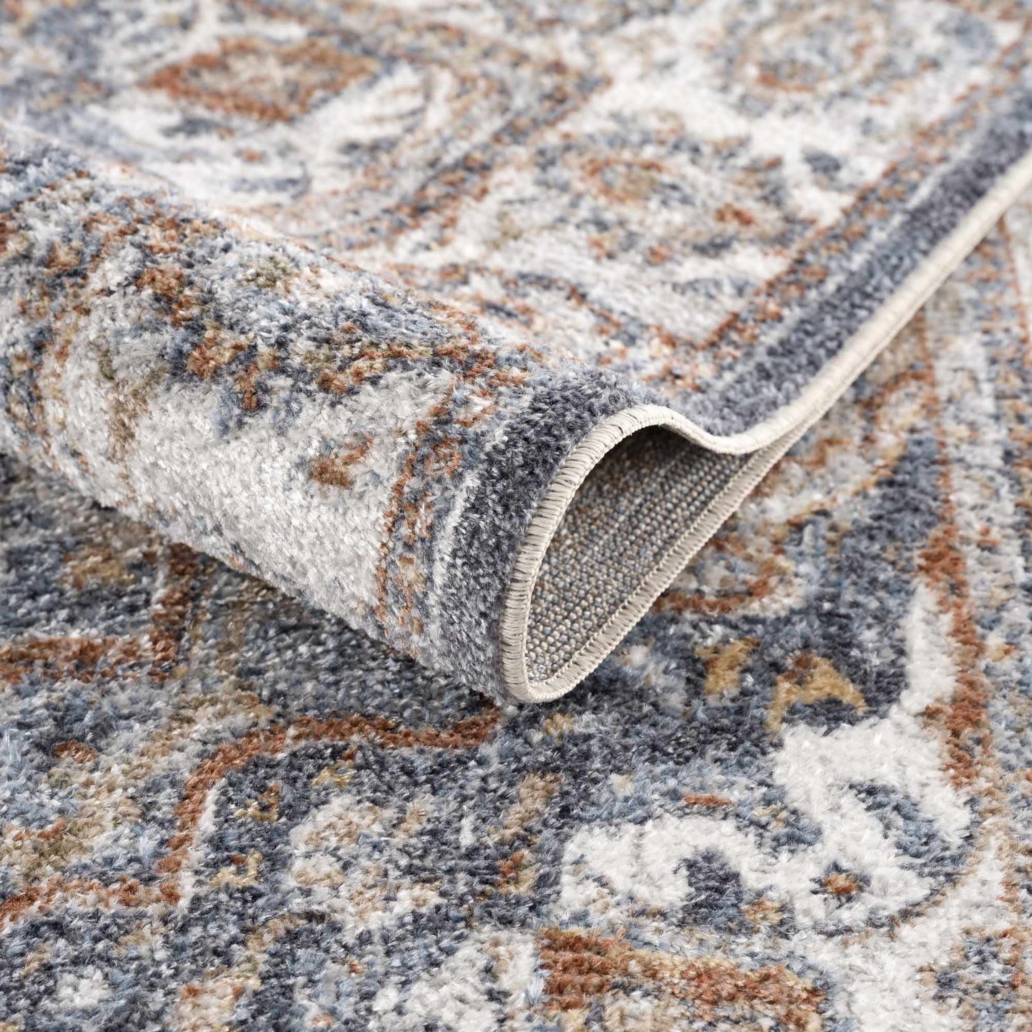 Aurum Blue & Beige Washable Area Rug - Clearance