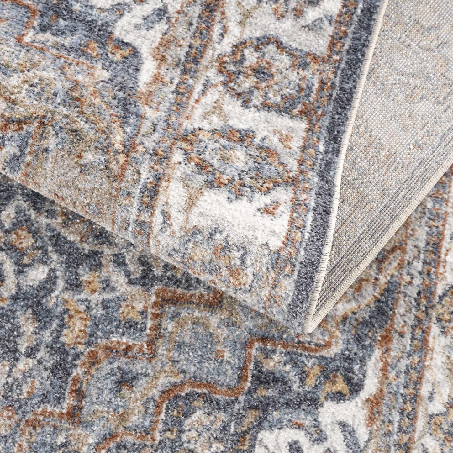 Aurum Blue & Beige Washable Area Rug - Clearance