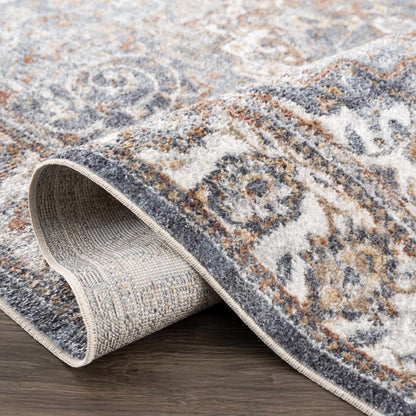 Aurum Blue & Beige Washable Area Rug - Clearance