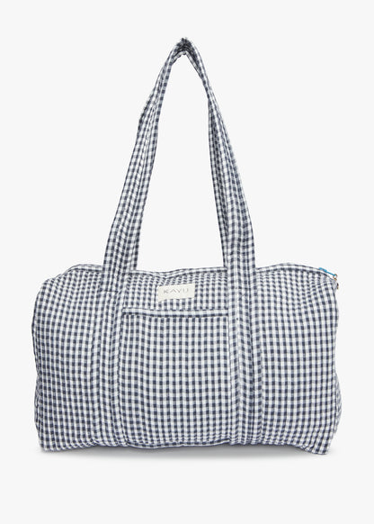 Daphne Travel Weekender Zip Tote Bag (Black Gingham)