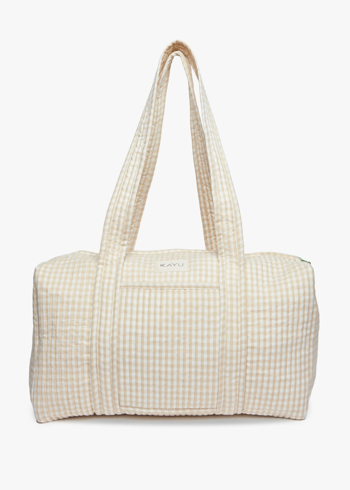 Daphne Travel Weekender Zip Tote Bag (Beige Gingham)